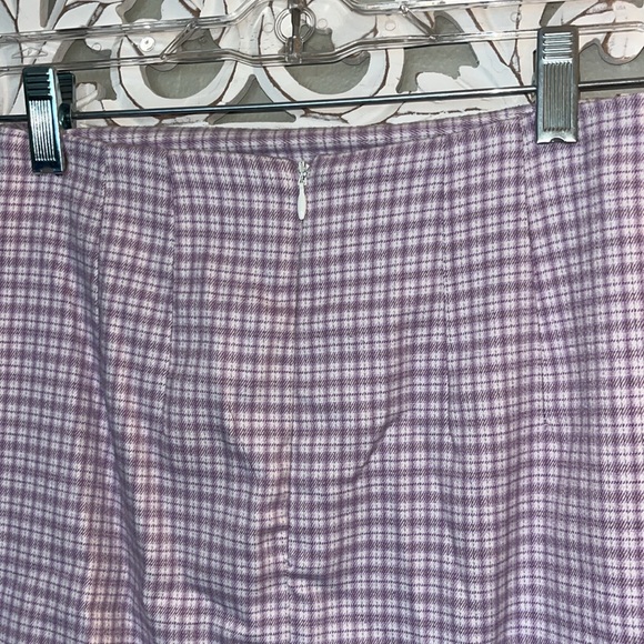 Brandy Melville Purple and White Plaid double front slit mini skirt sz XS - S - Picture 6 of 9